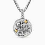 Virgo Amulet Sterling Silver with 18K Yellow Gold and Diamonds, 19mm