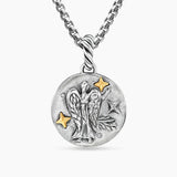 Virgo Amulet Sterling Silver with 18K Yellow Gold and Diamonds, 19mm