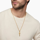 Waves Dagger Amulet in 18K Yellow Gold with Cognac Diamonds, 43.8mm
