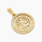 St. Christopher Amulet in 18K Yellow Gold with Diamonds, 34.5mm