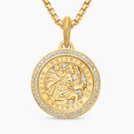St. Christopher Amulet in 18K Yellow Gold with Diamonds, 34.5mm