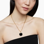 DY Elements® Disc Pendant in 18K Yellow Gold with Black Onyx and Diamond Rim, 24mm