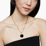 DY Elements® Disc Pendant in 18K Yellow Gold with Black Onyx and Diamond Rim, 24mm