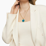LIMITED DY ELEMENTS® DISC PENDANT 18K Yellow Gold with Chrysocolla and Diamonds, 24mm