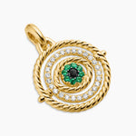 Evil Eye Mobile Amulet in 18K Yellow Gold with Pavé Emeralds and Diamonds