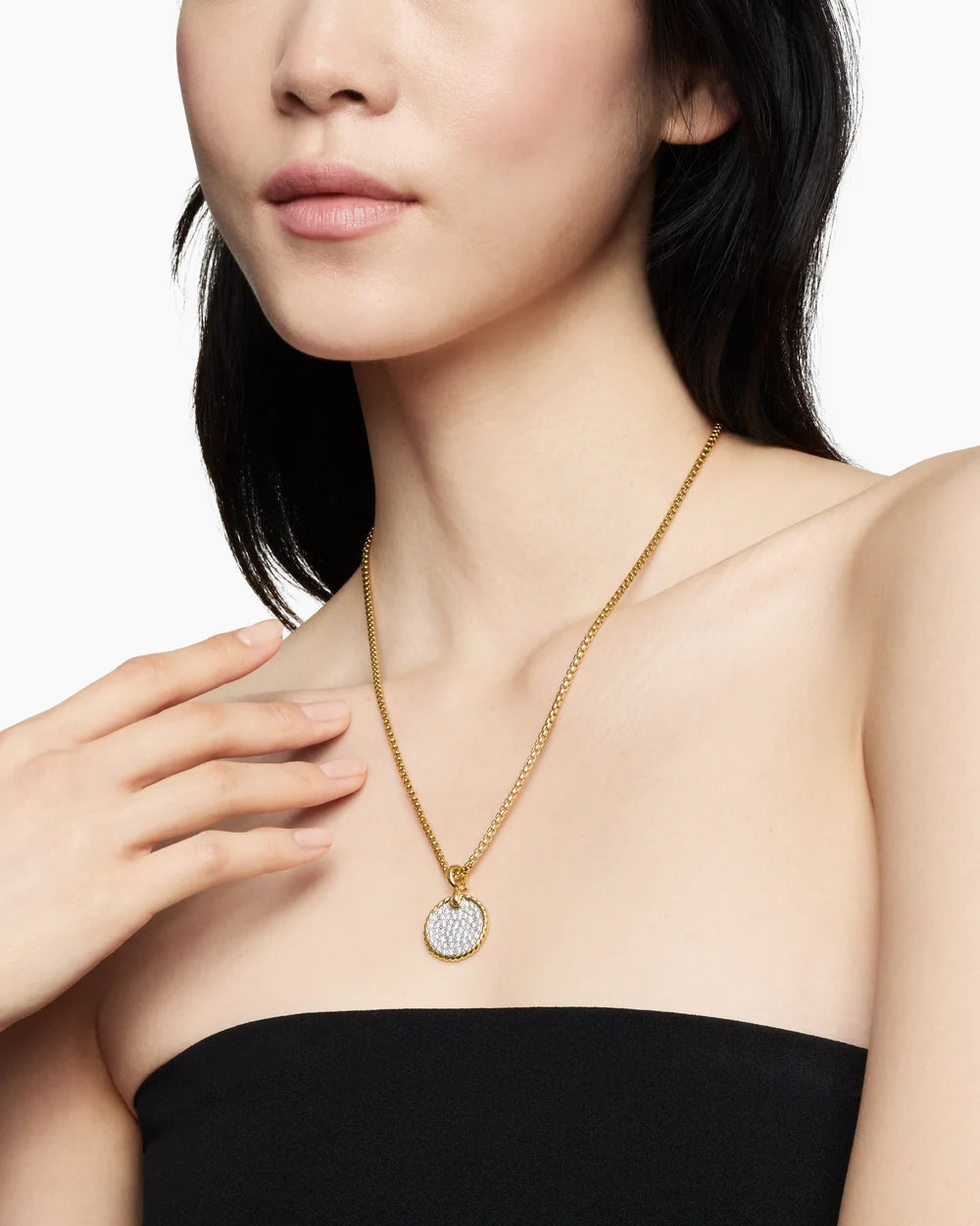DY Elements® Disc Pendant 18K Yellow Gold with Diamonds, 21.2mm