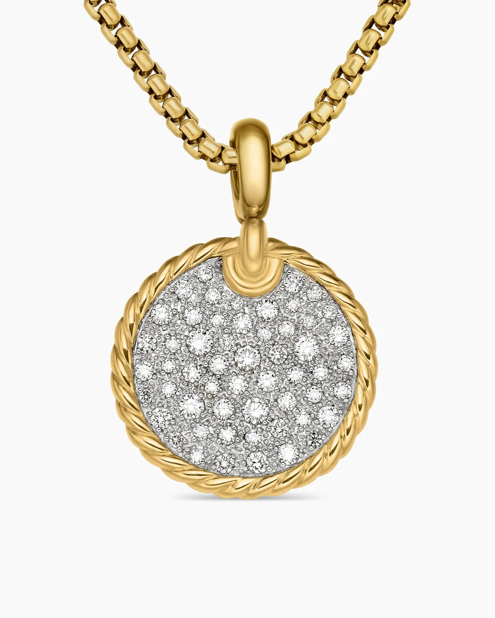 DY Elements® Disc Pendant 18K Yellow Gold with Diamonds, 21.2mm