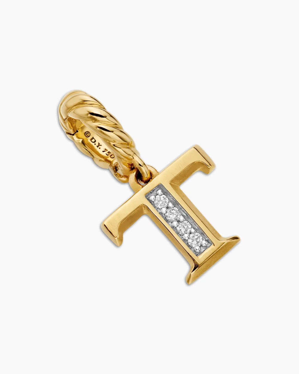 Pavé Initial Pendant 18K Yellow Gold with Diamond T