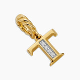 Pavé Initial Pendant 18K Yellow Gold with Diamond T