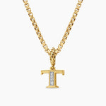 Pavé Initial Pendant 18K Yellow Gold with Diamond T