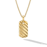 Petite Sculpted Cable Tag in 18K Yellow Gold, 24mm