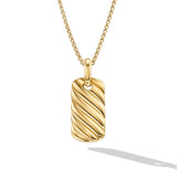 Petite Sculpted Cable Tag in 18K Yellow Gold, 24mm