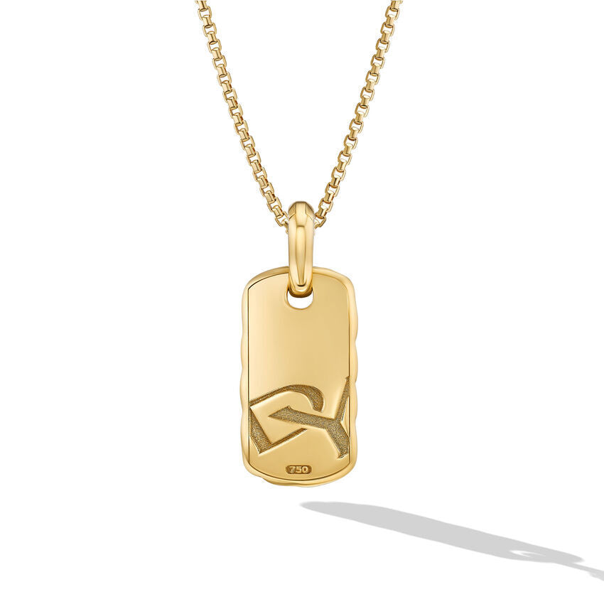 Petite Sculpted Cable Tag in 18K Yellow Gold, 24mm