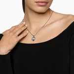Puffy Heart Amulet Sterling Silver with Diamonds, 17mm