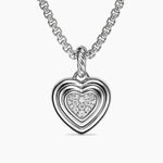 Puffy Heart Amulet Sterling Silver with Diamonds, 17mm
