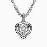 Puffy Heart Amulet Sterling Silver with Diamonds, 17mm