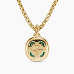 Albion® Pendant 18K Yellow Gold with Malachite and Diamonds, 11mm