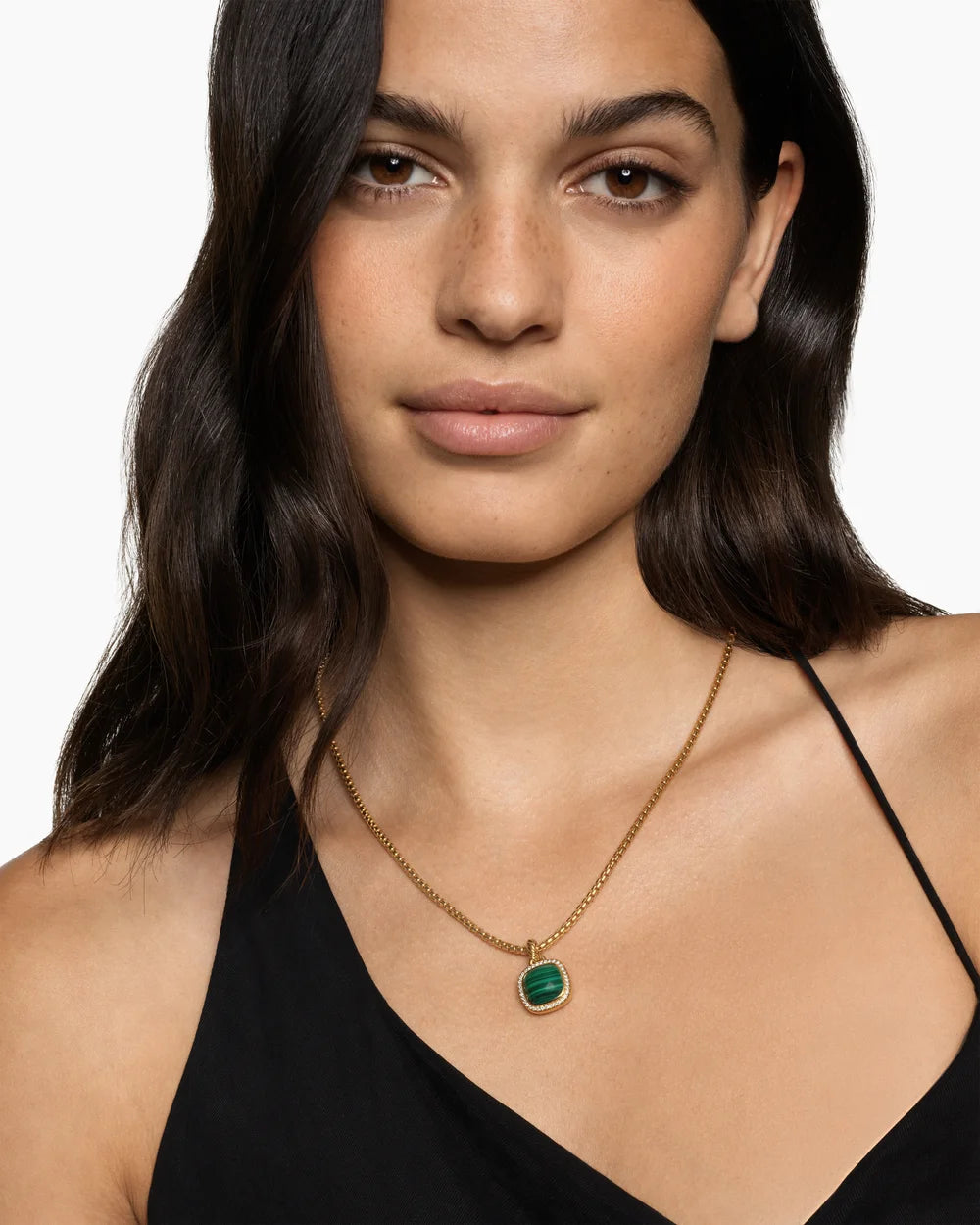 Albion® Pendant 18K Yellow Gold with Malachite and Diamonds, 11mm