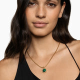 Albion® Pendant 18K Yellow Gold with Malachite and Diamonds, 11mm