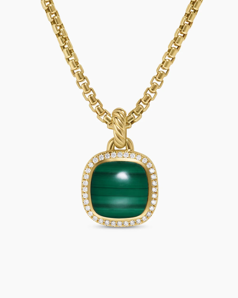 Albion® Pendant 18K Yellow Gold with Malachite and Diamonds, 11mm