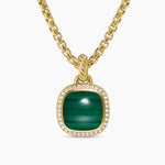 Albion® Pendant 18K Yellow Gold with Malachite and Diamonds, 11mm