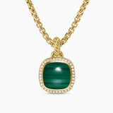 Albion® Pendant 18K Yellow Gold with Malachite and Diamonds, 11mm