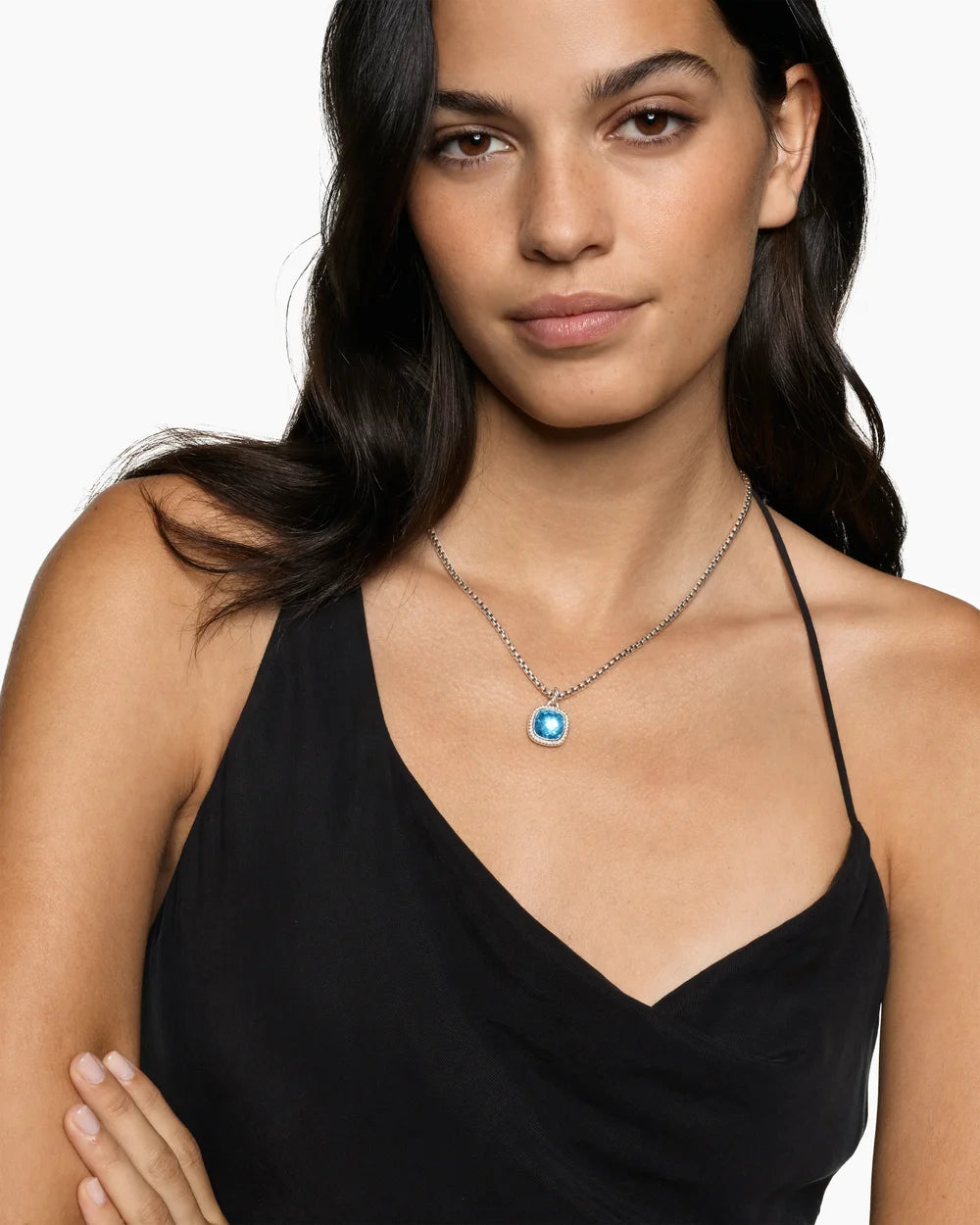 Albion® Pendant Sterling Silver with Blue Topaz and Diamonds