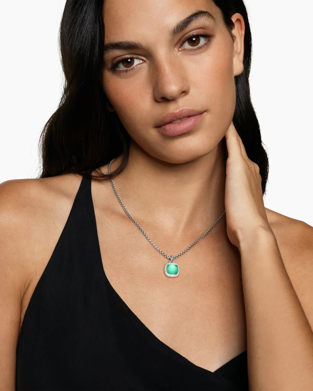 ALBION® PENDANT Sterling Silver with Lagoon Orchid and Diamonds, 11mm