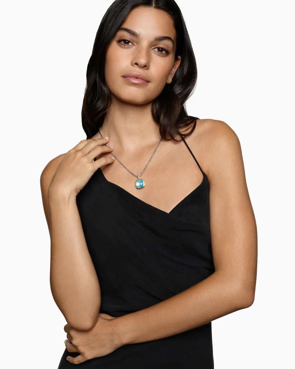 Albion® Pendant Sterling Silver with 18K Yellow Gold and Blue Topaz, 15mm