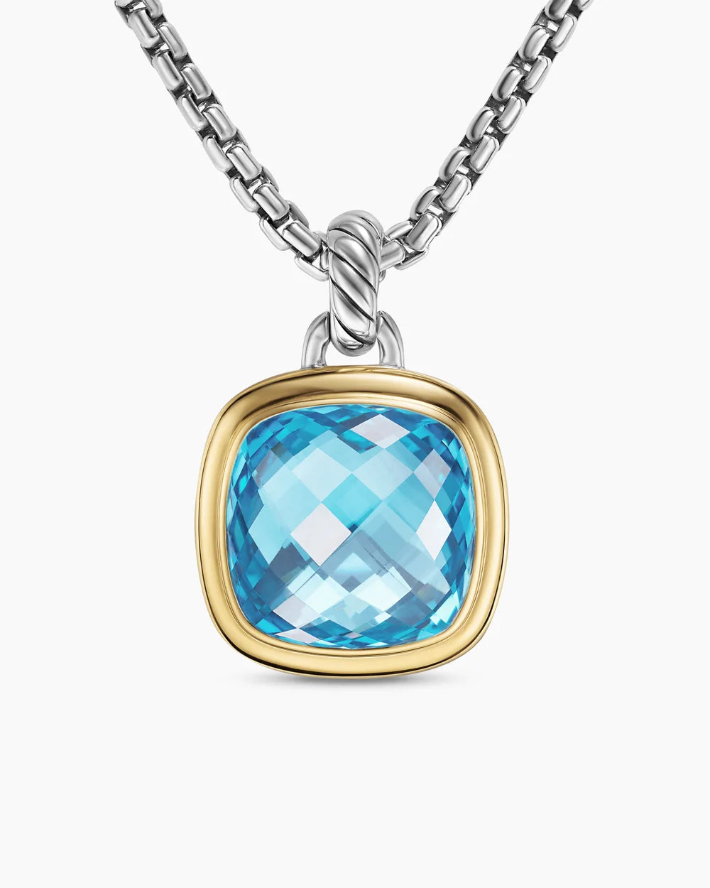 Albion® Pendant Sterling Silver with 18K Yellow Gold and Blue Topaz, 15mm