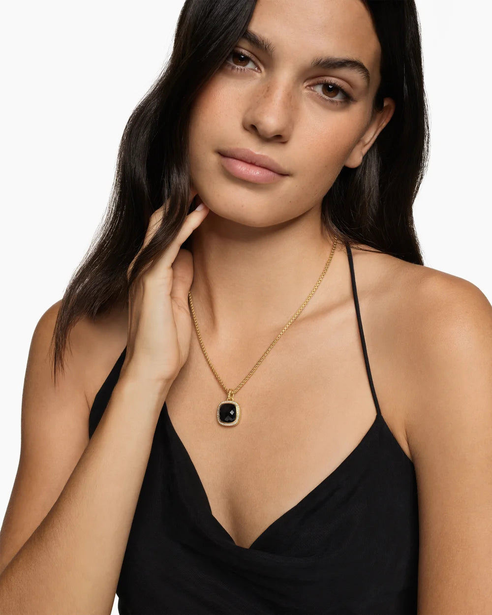 Albion® Pendant 18K Yellow Gold with Black Onyx and Diamonds, 15mm