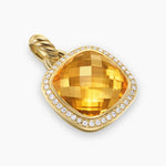 Albion® Pendant 18K Yellow Gold with Citrine and Diamonds, 15mm