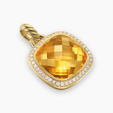 Albion® Pendant 18K Yellow Gold with Citrine and Diamonds, 15mm