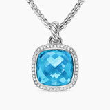 Albion® Pendant Sterling Silver with Blue Topaz and Diamonds, 15mm