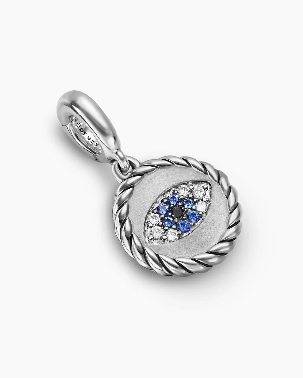 EVIL EYE AMULET Sterling Silver with Pavé Blue Sapphires and Diamonds, 12.6mm