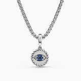 EVIL EYE AMULET Sterling Silver with Pavé Blue Sapphires and Diamonds, 12.6mm