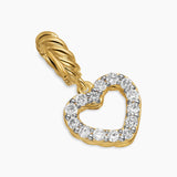 Micro Pavé Open Heart Amulet 18K Yellow Gold with Diamonds, 6.8mm