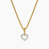 Micro Pavé Open Heart Amulet 18K Yellow Gold with Diamonds, 6.8mm