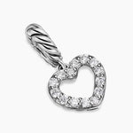 Micro Pavé Open Heart Amulet Sterling Silver with Diamonds, 6.8mm