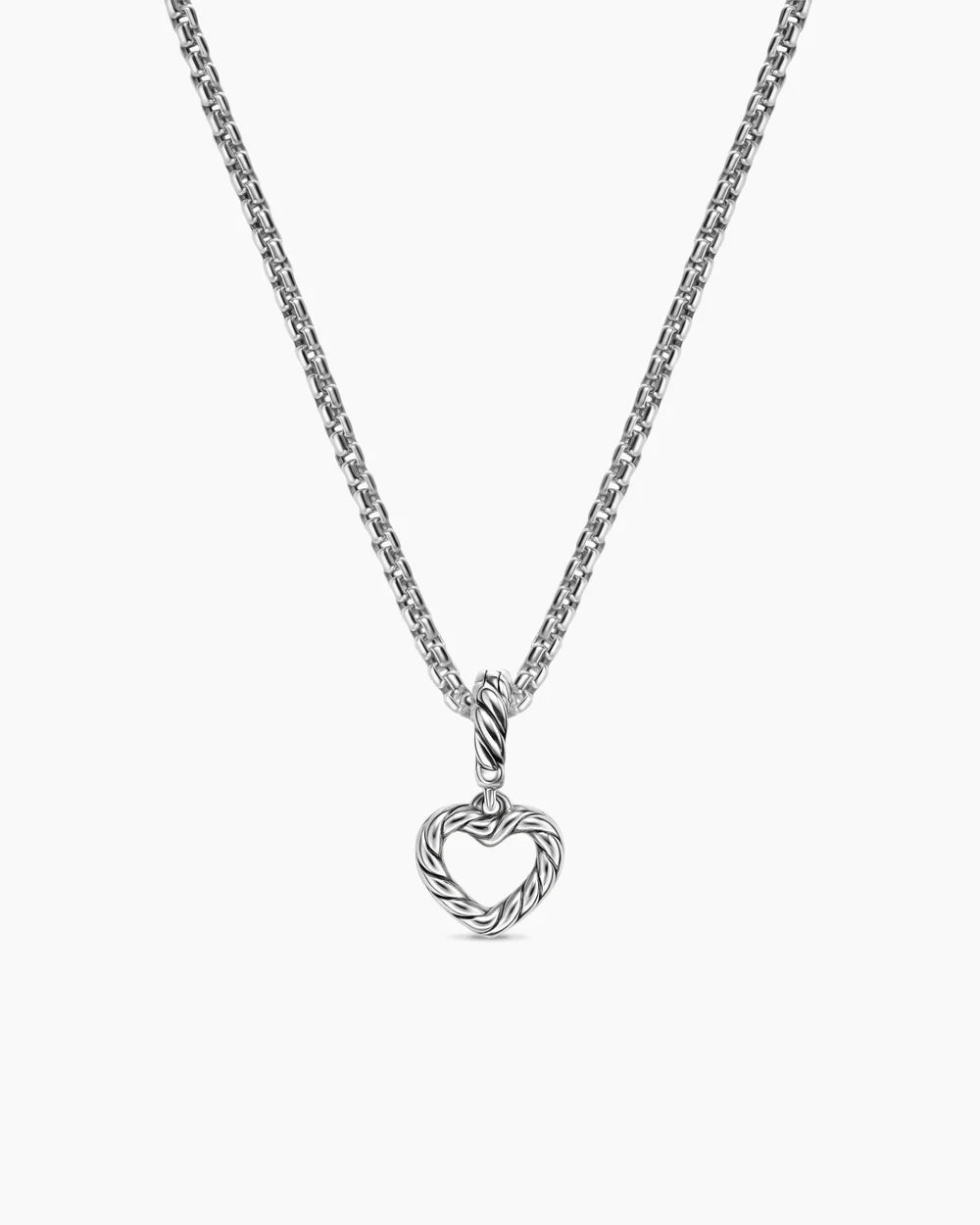 Micro Pavé Open Heart Amulet Sterling Silver with Diamonds, 6.8mm