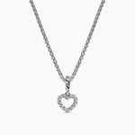 Micro Pavé Open Heart Amulet Sterling Silver with Diamonds, 6.8mm
