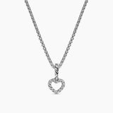 Micro Pavé Open Heart Amulet Sterling Silver with Diamonds, 6.8mm
