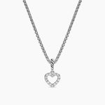 Micro Pavé Open Heart Amulet Sterling Silver with Diamonds, 6.8mm