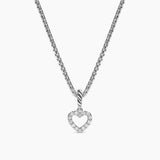 Micro Pavé Open Heart Amulet Sterling Silver with Diamonds, 6.8mm