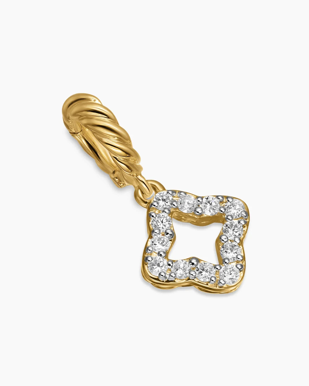 Micro Pavé Quatrefoil Amulet 18K Yellow Gold with Diamonds, 7.4mm