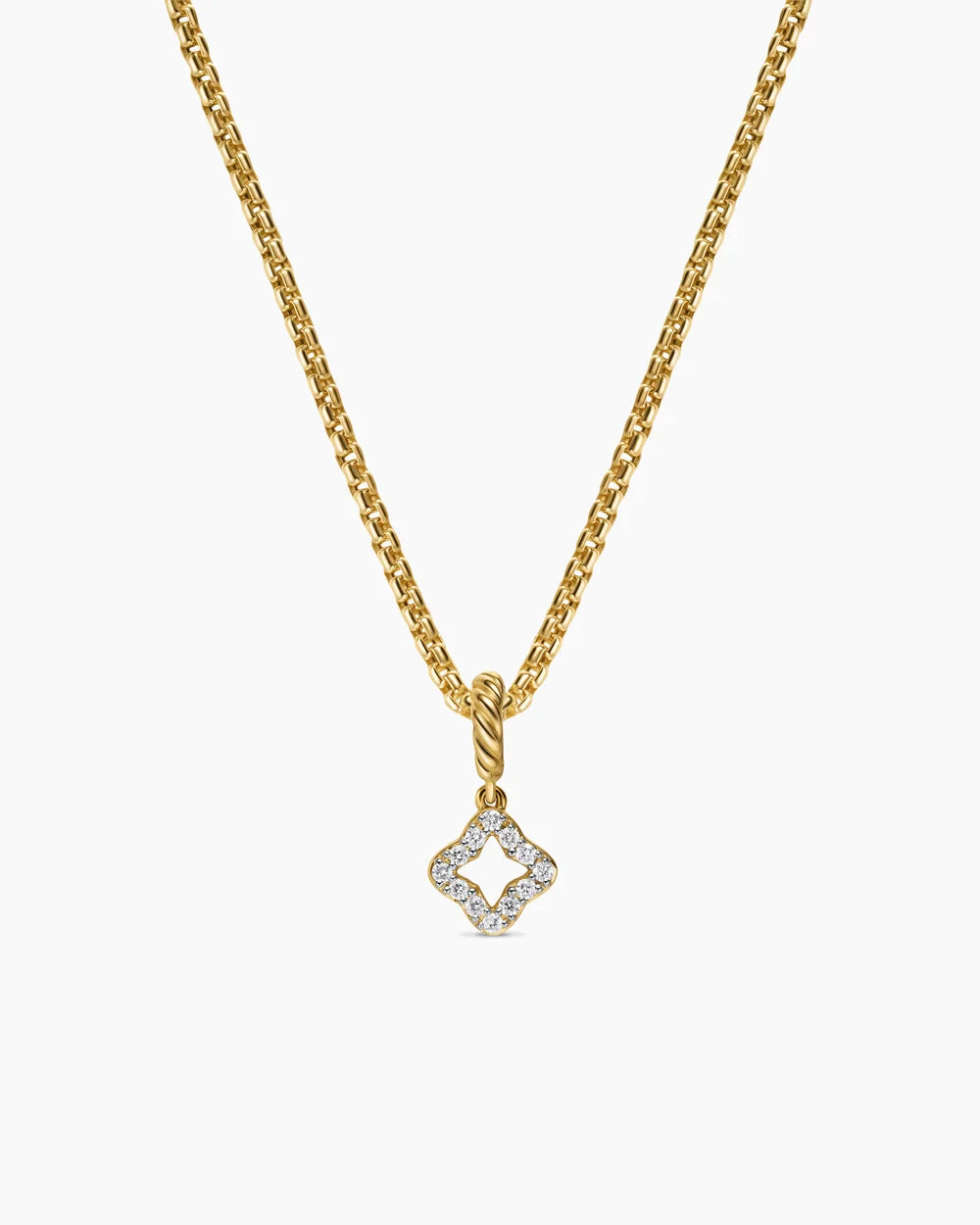 Micro Pavé Quatrefoil Amulet 18K Yellow Gold with Diamonds, 7.4mm