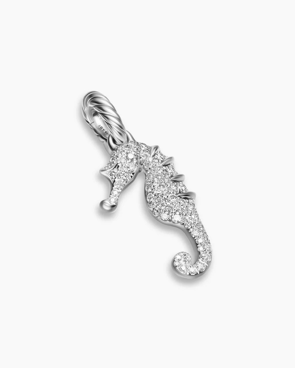 SEAHORSE AMULET Sterling Silver with Diamonds, 22mm