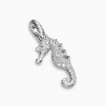 SEAHORSE AMULET Sterling Silver with Diamonds, 22mm