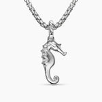 SEAHORSE AMULET Sterling Silver with Diamonds, 22mm