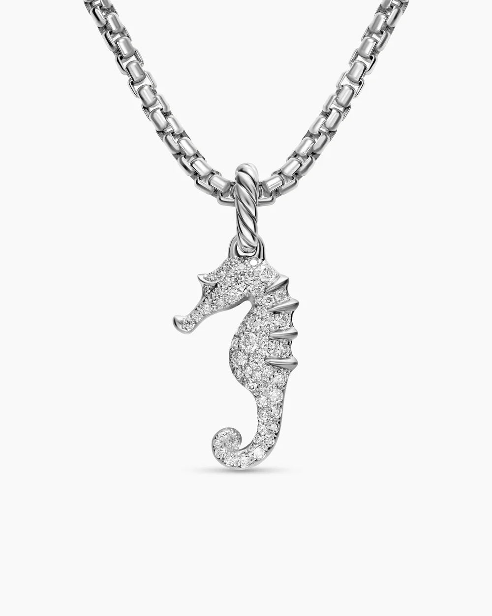 SEAHORSE AMULET Sterling Silver with Diamonds, 22mm